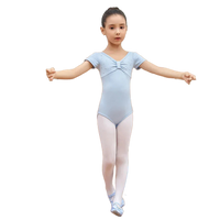 girls light blue ballet tutu dress with short sleeves for kids ballet practice