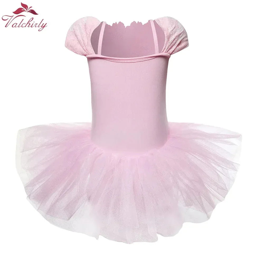 girls ballet tutu dress in light pink with puff sleeves for toddlers