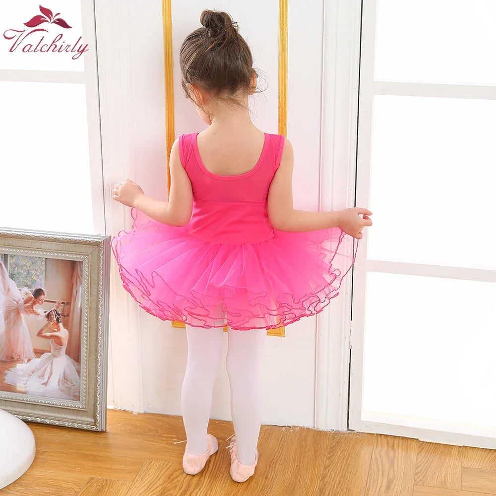 Girls pink ballet tutu dress with layered skirt for toddlers, perfect for dance and dress-up