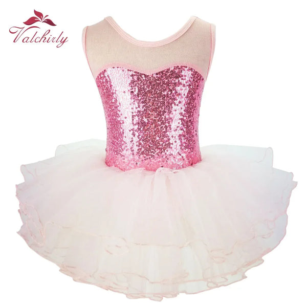 girls ballet tutu dress with pink sequin bodice and white layered tulle skirt for toddlers