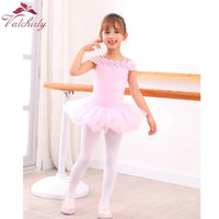 Light pink girls ballet tutu dress for toddlers with floral neckline detail and cap sleeves
