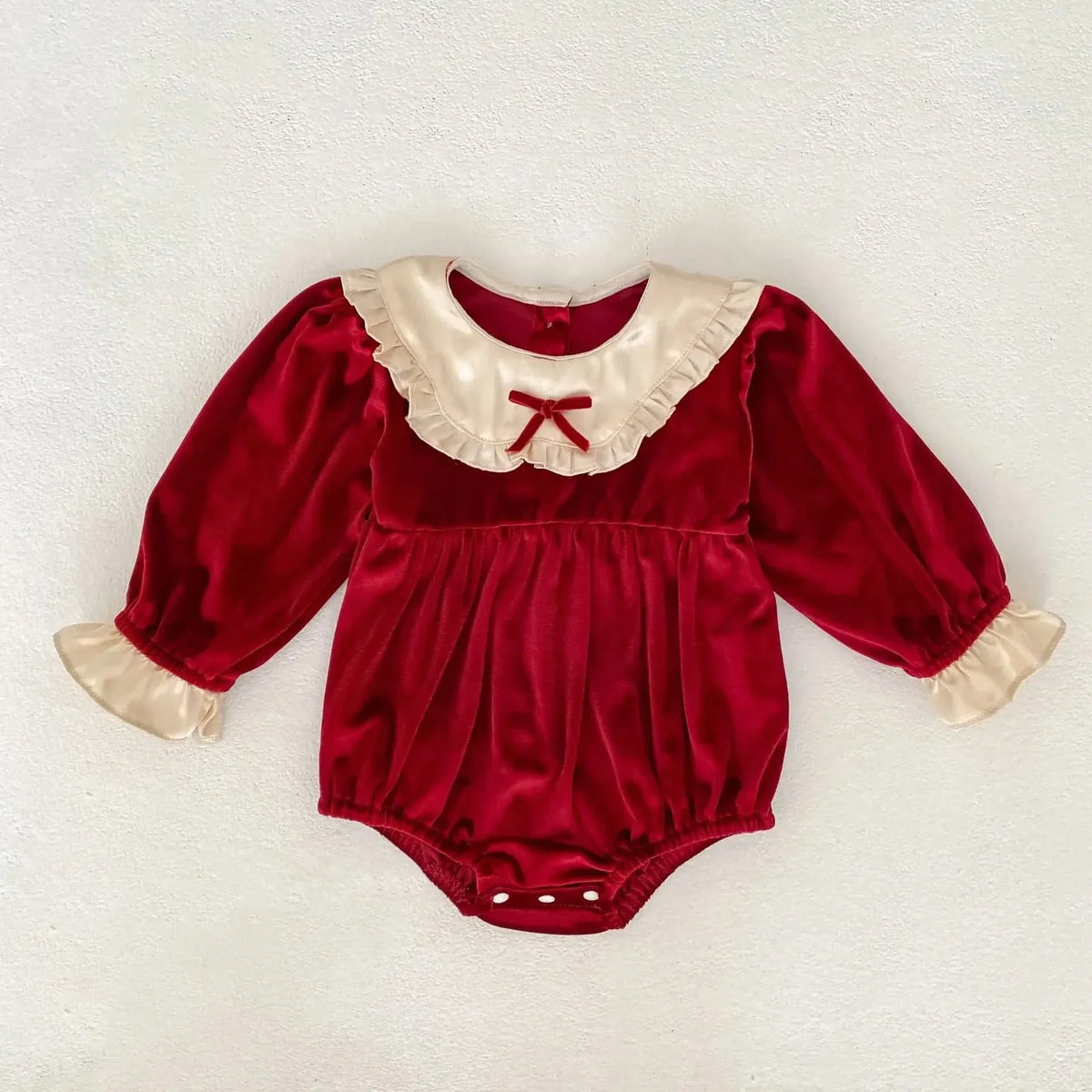Velvet Baby Romper with Lace Collar – Stylish & Cozy - The Palm Beach Baby
