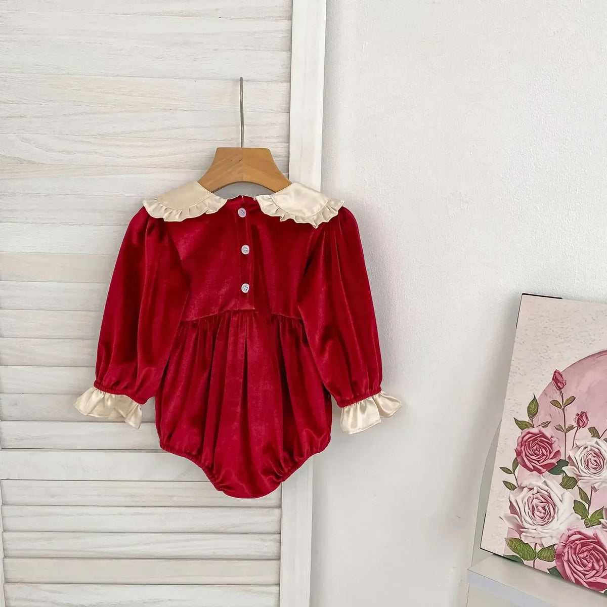 Velvet Baby Romper with Lace Collar – Stylish & Cozy - The Palm Beach Baby