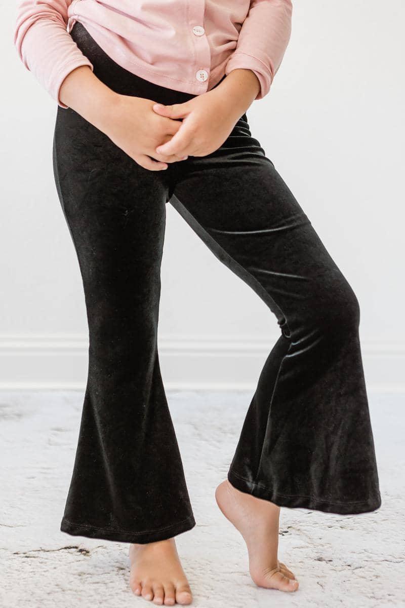 Girls black velvet bells pants with flared legs by Mila & Rose