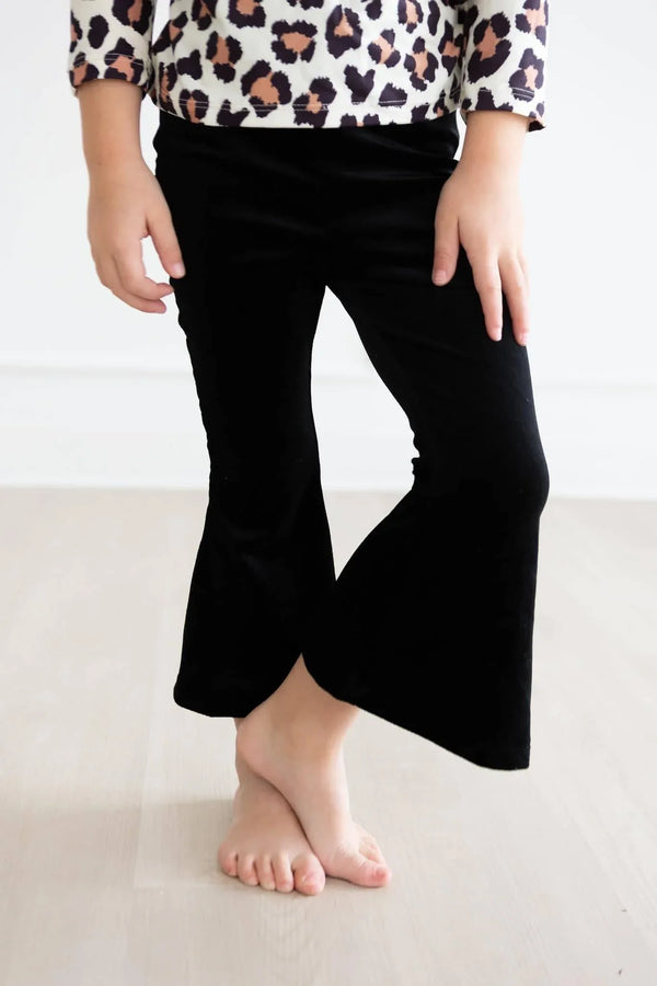 Girls black velvet bells pants with flared hem by Mila & Rose