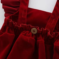 Velvet Frilly Baby Romper - Soft Red Infant Outfit - The Palm Beach Baby