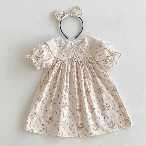 Vintage Baby Girl Outfit Floral Dress & Romper Set with Bow | The Palm Beach Baby Vintage Baby Girl Outfit Floral Dress & Romper Set with Bow | The Palm Beach Baby