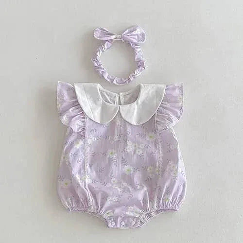 'Eliza Marie' Vintage Floral Sibling Outfit Baby Rompers Sets - 2 Colors - The Palm Beach Baby