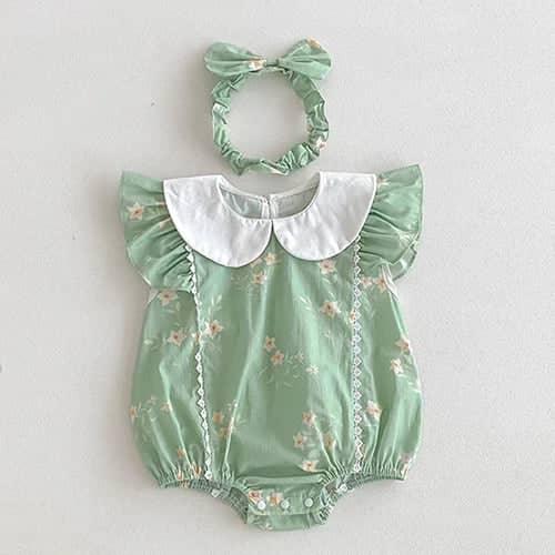 'Eliza Marie' Vintage Floral Sibling Outfit Baby Rompers Sets - 2 Colors - The Palm Beach Baby