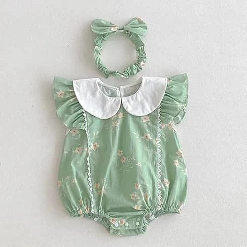 'Eliza Marie' Vintage Floral Sibling Outfit Baby Rompers Sets - 2 Colors - The Palm Beach Baby