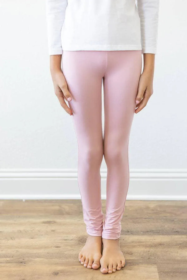 vintage pink girls leggings in soft fabric, ankle length fit for young children by Mila & Rose