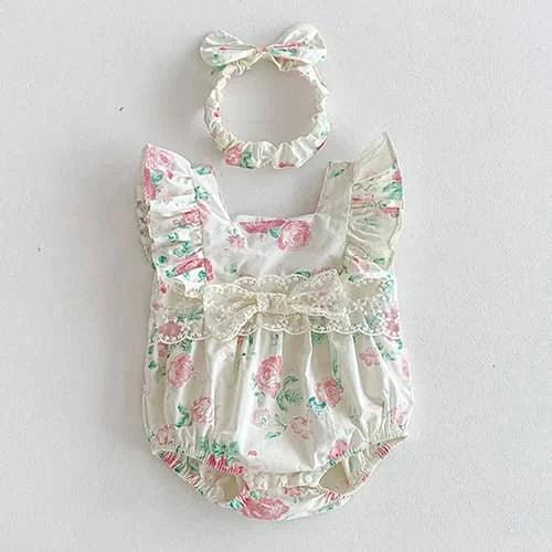 'Eleanor' Vintage Sibling Outfits for Little Girls Floral Romper Set - The Palm Beach Baby