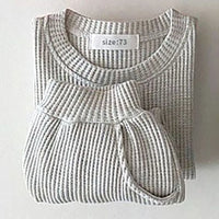 Gray waffle cotton baby knit set size 73 for infants with long sleeve top and pants
