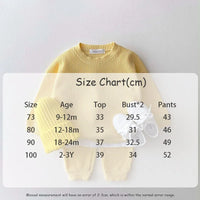 yellow waffle cotton baby knit set for 9 to 36 months with long sleeve top and pants