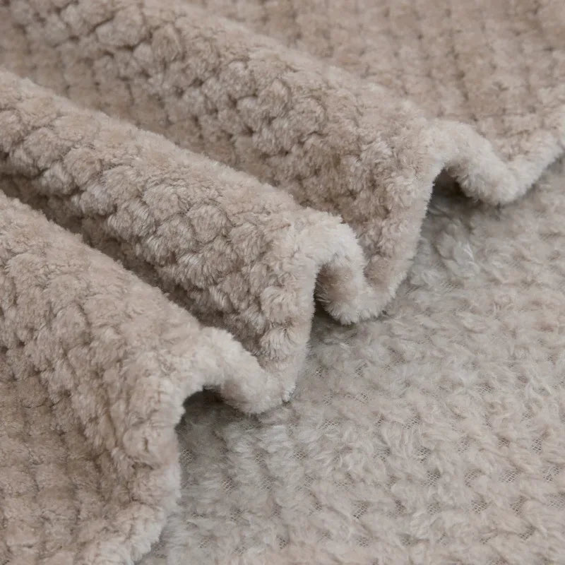 Soft beige waffle cut baby blanket swaddle for newborns with cozy textured fabric