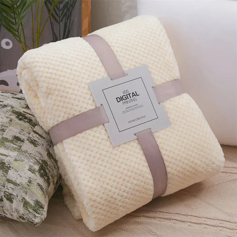Cream waffle cut baby blanket swaddle for newborns soft and breathable fabric