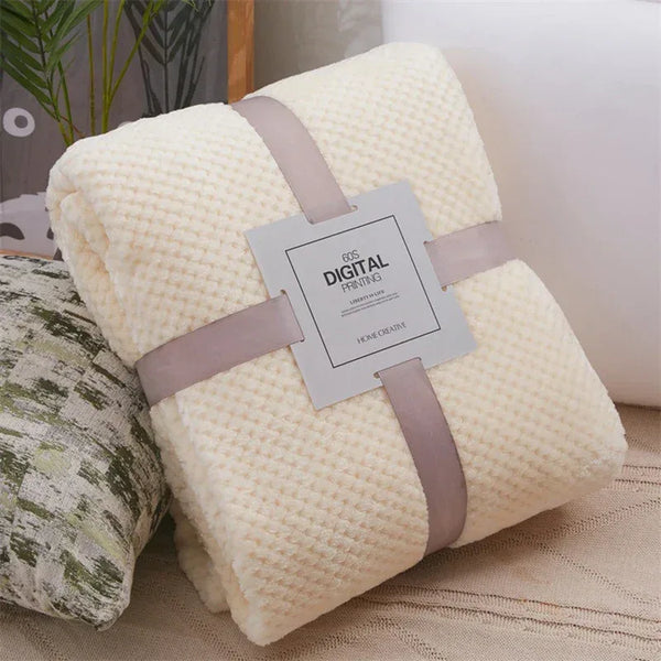 Cream waffle cut baby blanket swaddle for newborns soft and breathable fabric
