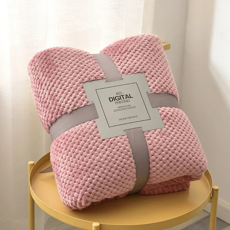 Pink waffle cut baby blanket swaddle for newborns with soft textured fabric