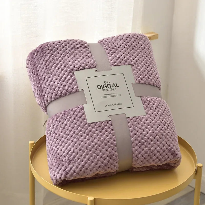 Lavender waffle cut baby blanket swaddle for infants with soft textured fabric perfect for cozy wrapping