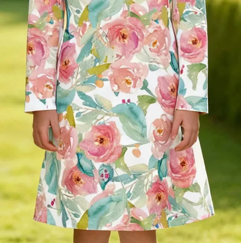 Watercolor Rose Girls Dress - Cute Floral Kids Dress - The Palm Beach Baby