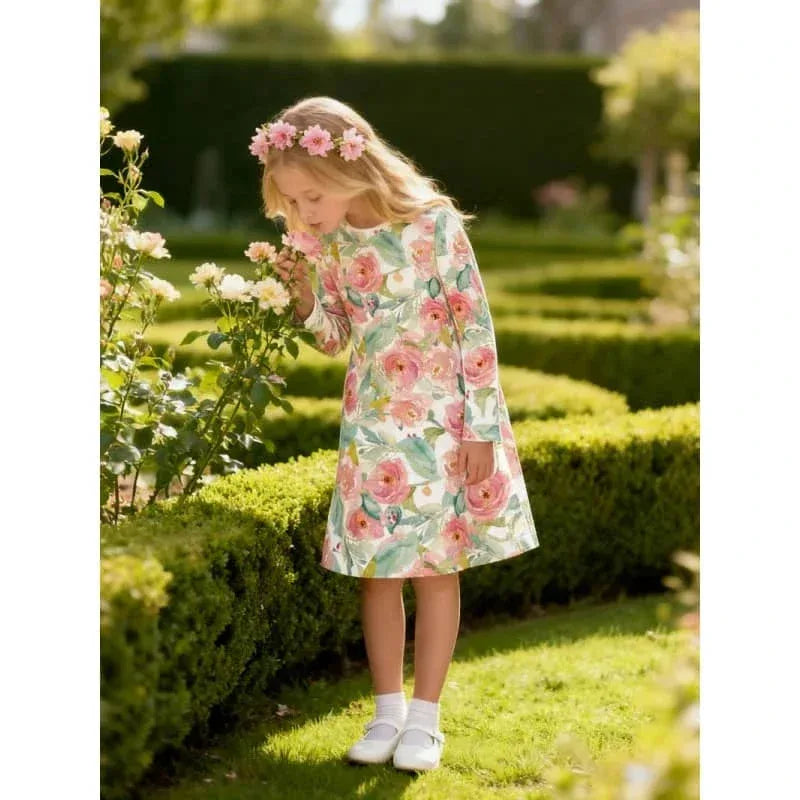 Watercolor Rose Girls Dress - Cute Floral Kids Dress - The Palm Beach Baby