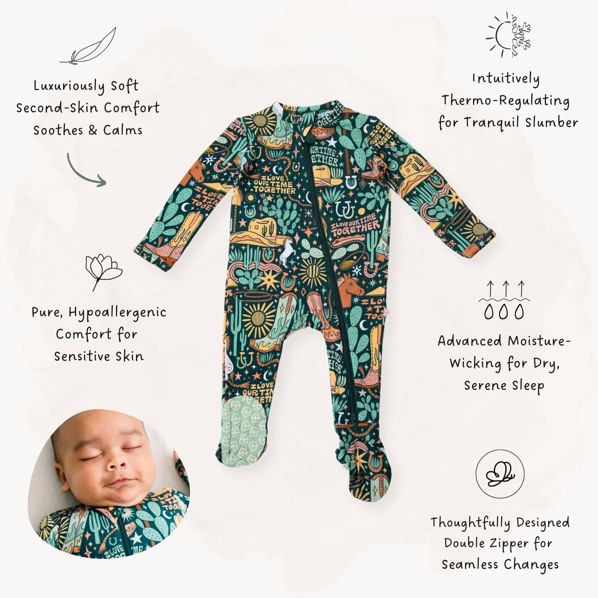 Raising Mama Wild West Baby Footie Pajamas – Cozy & Cute - The Palm Beach Baby