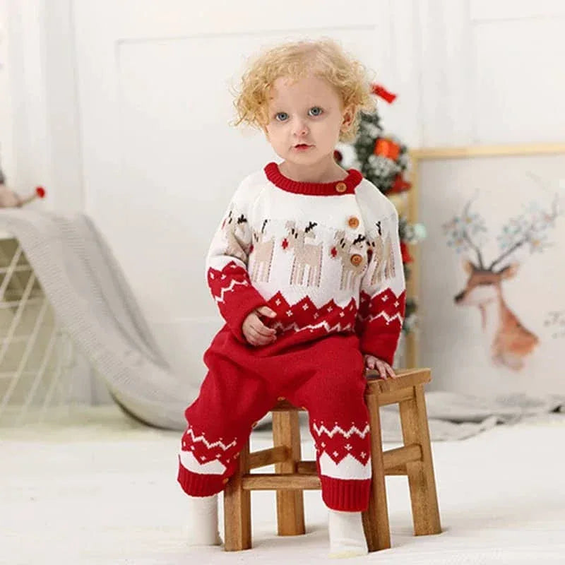 Winter Animals Baby Romper Cozy Knit Infant Outfit - The Palm Beach Baby