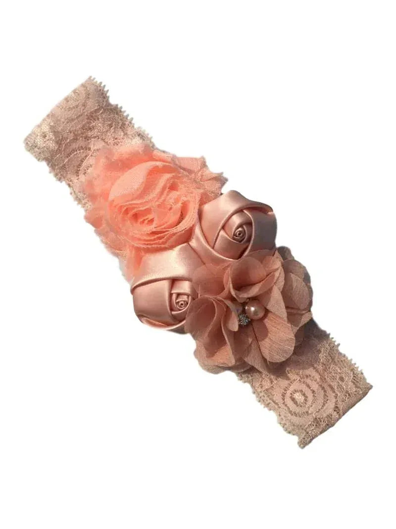 Chiffon Flower Baby Headband with Lace for Newborns - The Palm Beach Baby