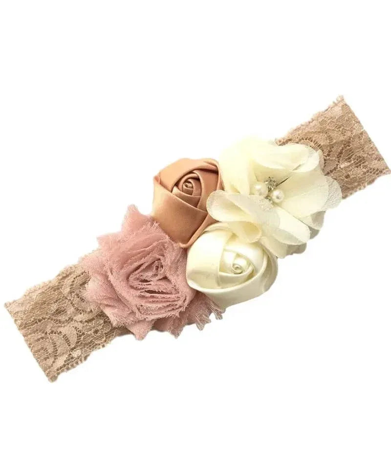 Chiffon Flower Baby Headband with Lace for Newborns - The Palm Beach Baby