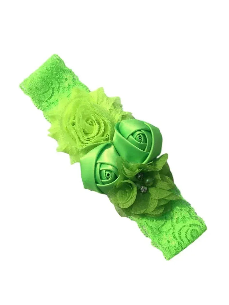 Chiffon Flower Baby Headband with Lace for Newborns - The Palm Beach Baby