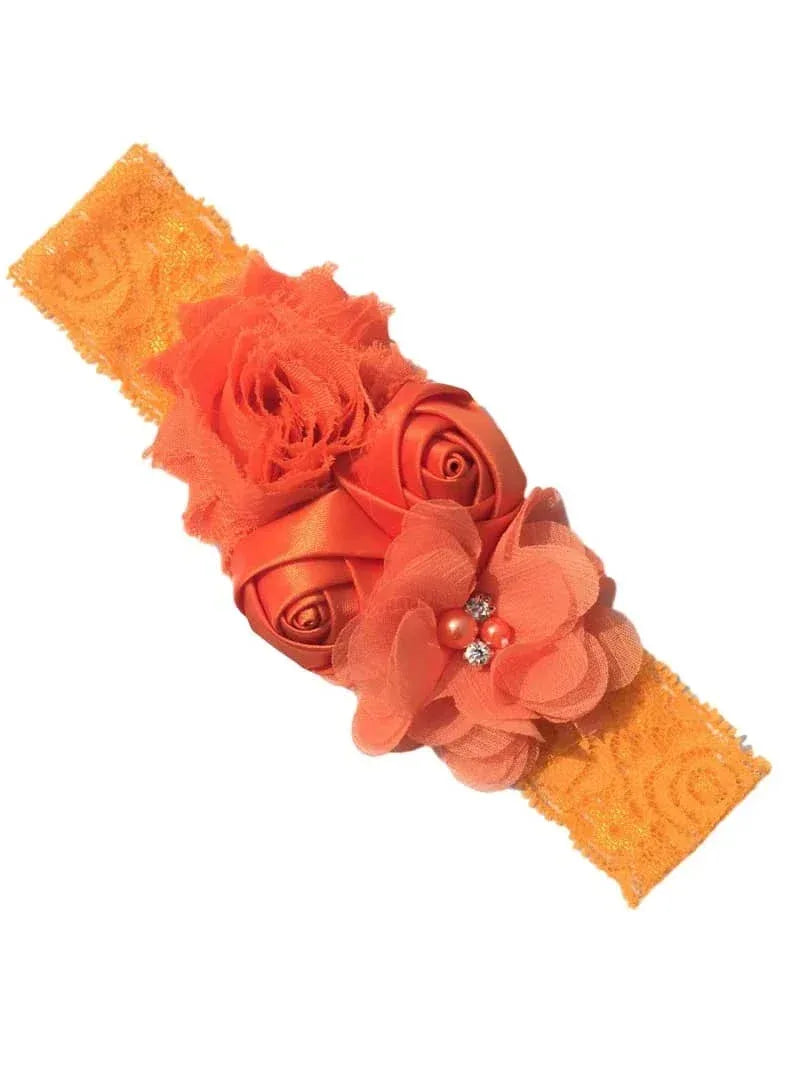 Chiffon Flower Baby Headband with Lace for Newborns - The Palm Beach Baby