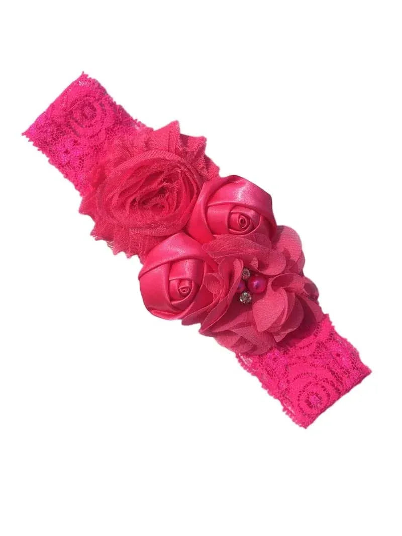Chiffon Flower Baby Headband with Lace for Newborns - The Palm Beach Baby