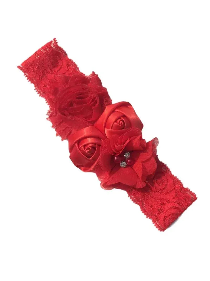 Chiffon Flower Baby Headband with Lace for Newborns - The Palm Beach Baby