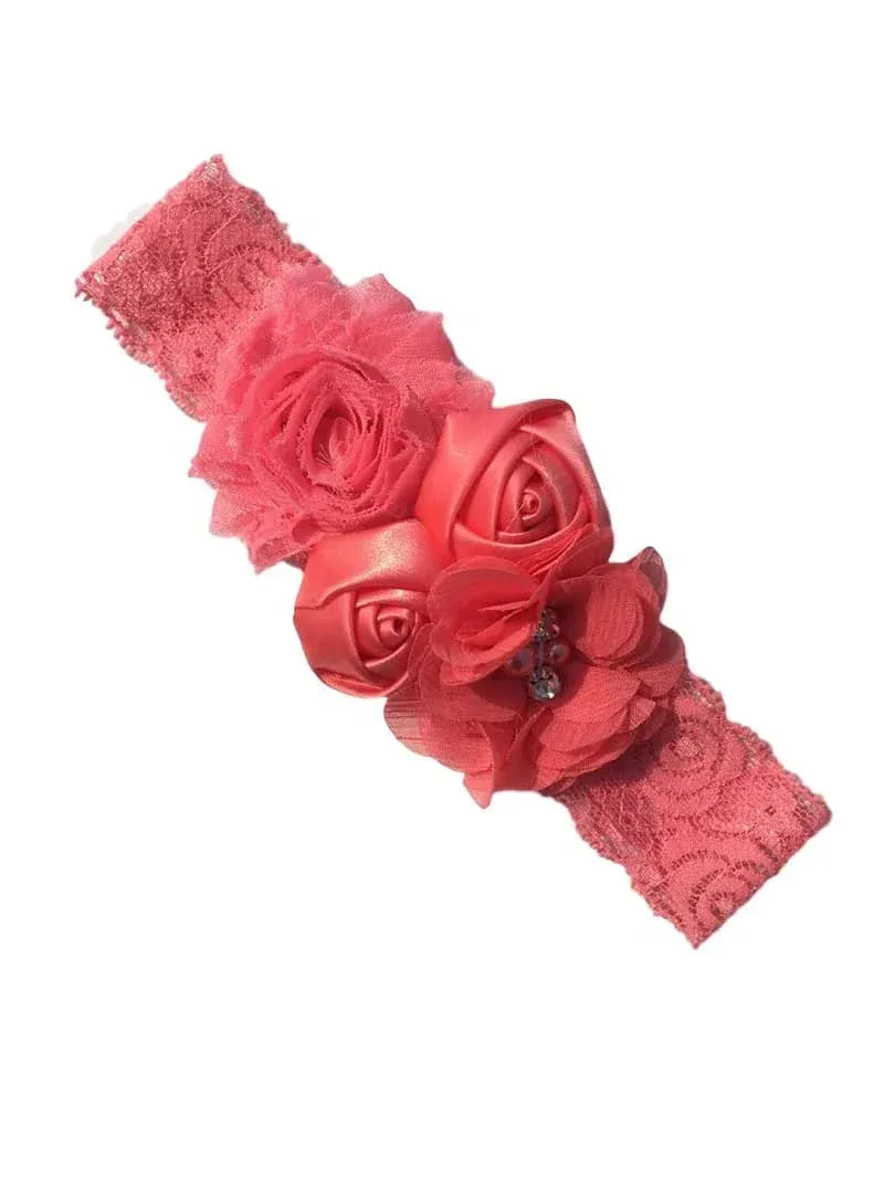 Chiffon Flower Baby Headband with Lace for Newborns - The Palm Beach Baby