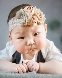Chiffon Flower Baby Headband with Lace for Newborns - The Palm Beach Baby
