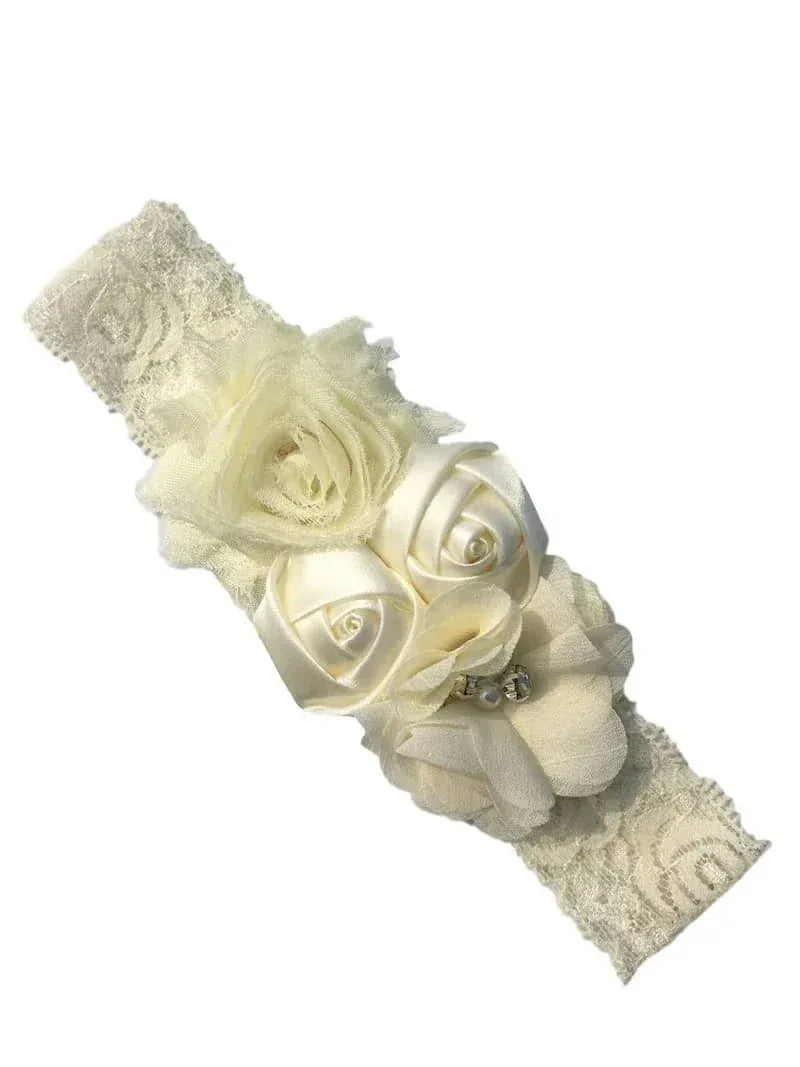 Chiffon Flower Baby Headband with Lace for Newborns - The Palm Beach Baby