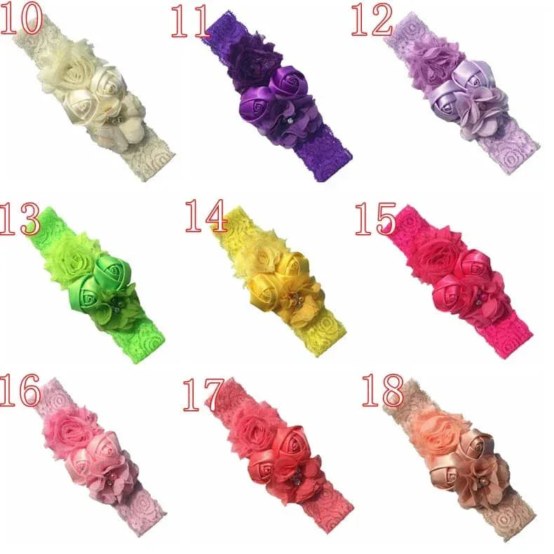 Chiffon Flower Baby Headband with Lace for Newborns - The Palm Beach Baby