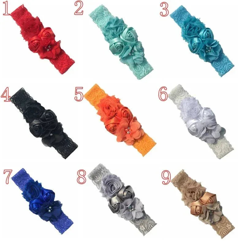 Chiffon Flower Baby Headband with Lace for Newborns - The Palm Beach Baby