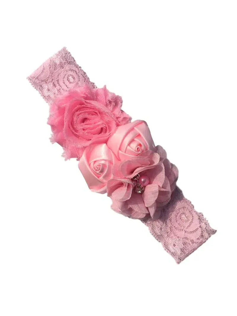 Chiffon Flower Baby Headband with Lace for Newborns - The Palm Beach Baby
