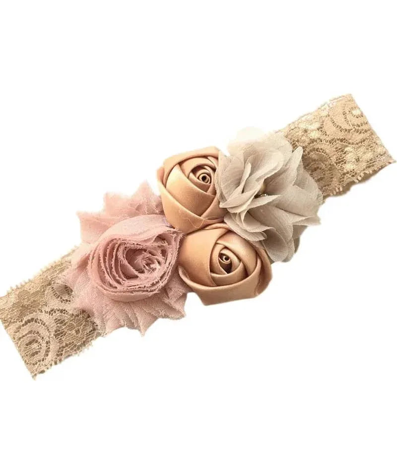 Chiffon Flower Baby Headband with Lace for Newborns - The Palm Beach Baby