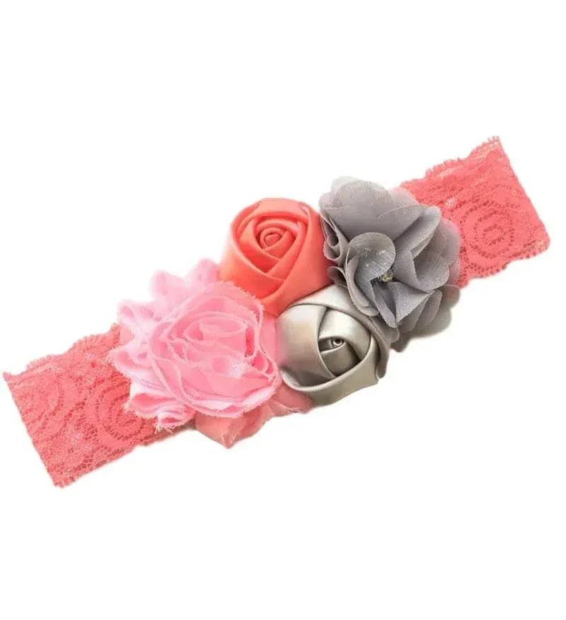 Chiffon Flower Baby Headband with Lace for Newborns - The Palm Beach Baby