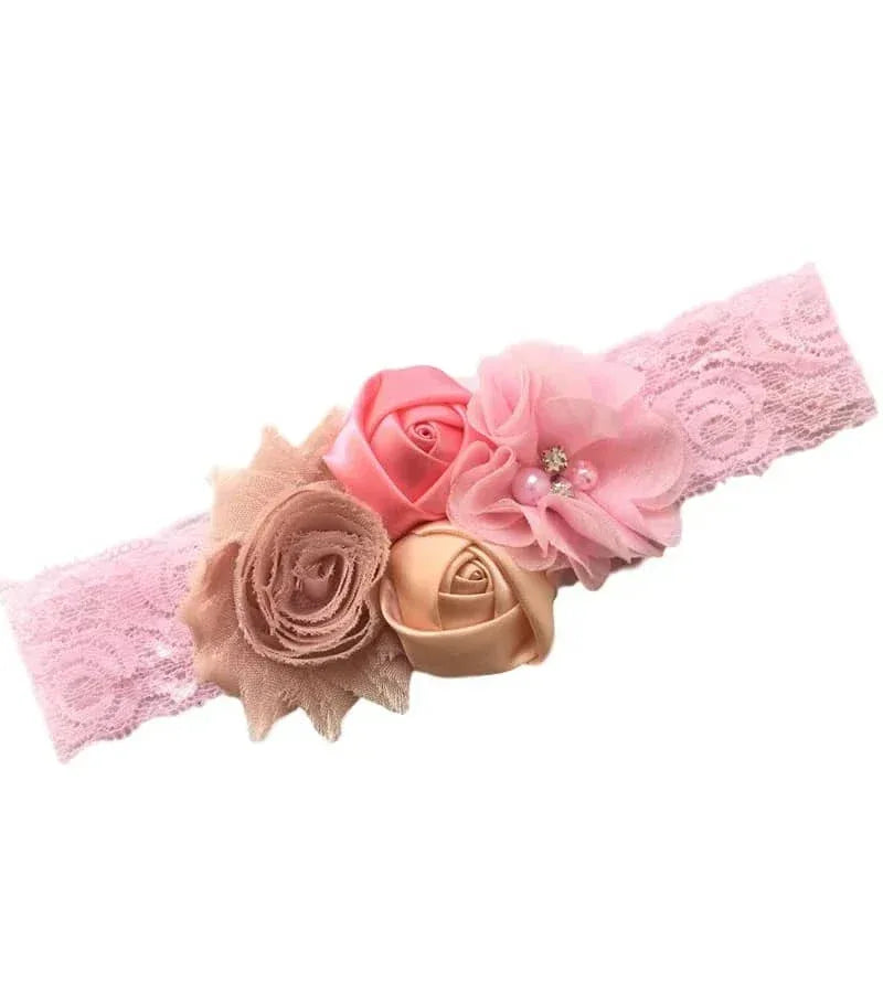 Chiffon Flower Baby Headband with Lace for Newborns - The Palm Beach Baby