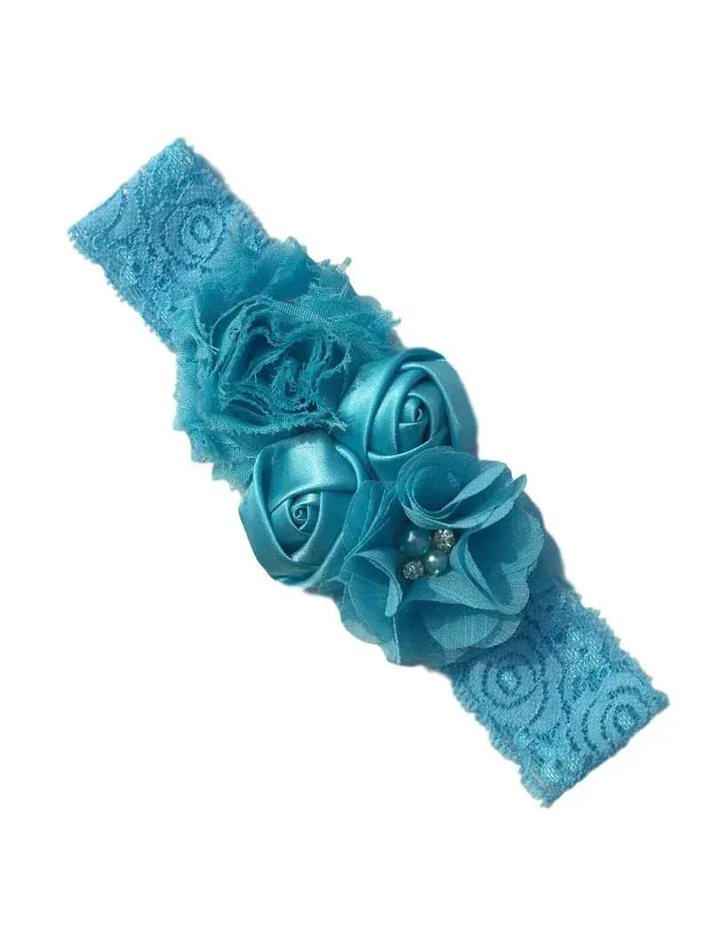 Chiffon Flower Baby Headband with Lace for Newborns - The Palm Beach Baby