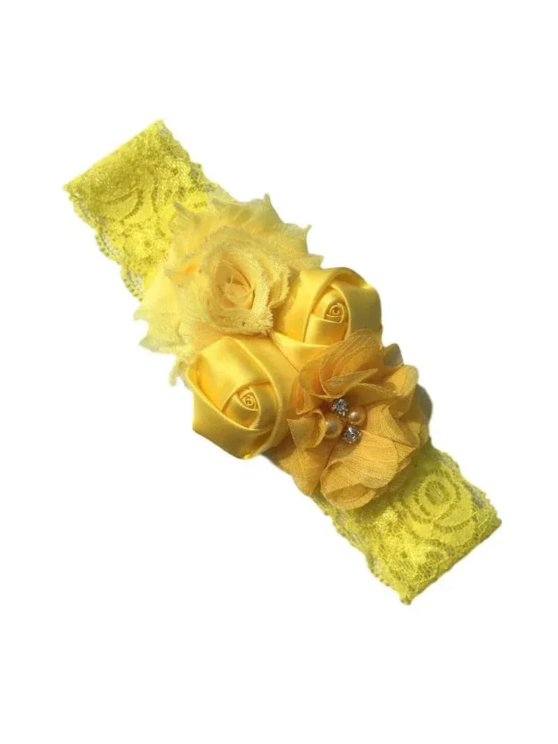 Chiffon Flower Baby Headband with Lace for Newborns - The Palm Beach Baby