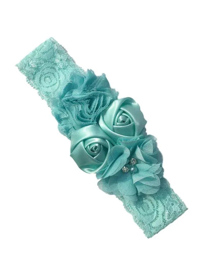 Chiffon Flower Baby Headband with Lace for Newborns - The Palm Beach Baby