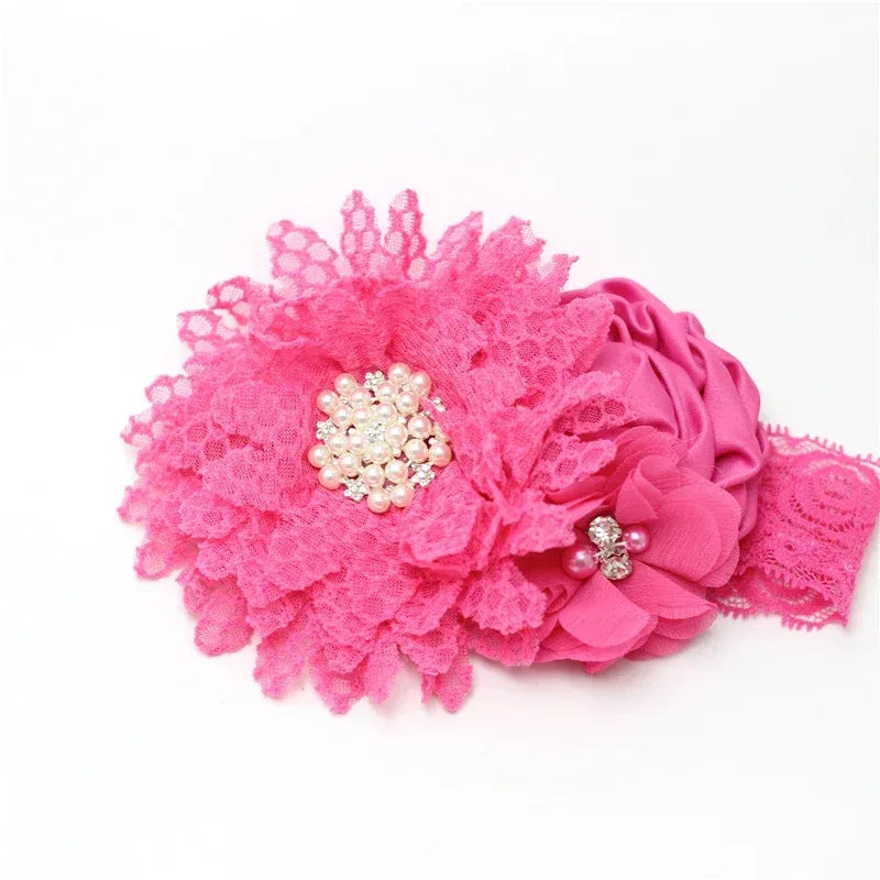 Chic Baby Chiffon Hair Accessories with Beaded Rhinestones for Babies to Toddlers - 24 Colors - The Palm Beach Baby