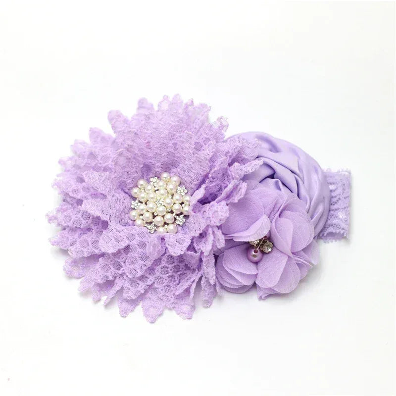 Chic Baby Chiffon Hair Accessories with Beaded Rhinestones for Babies to Toddlers - 24 Colors - The Palm Beach Baby