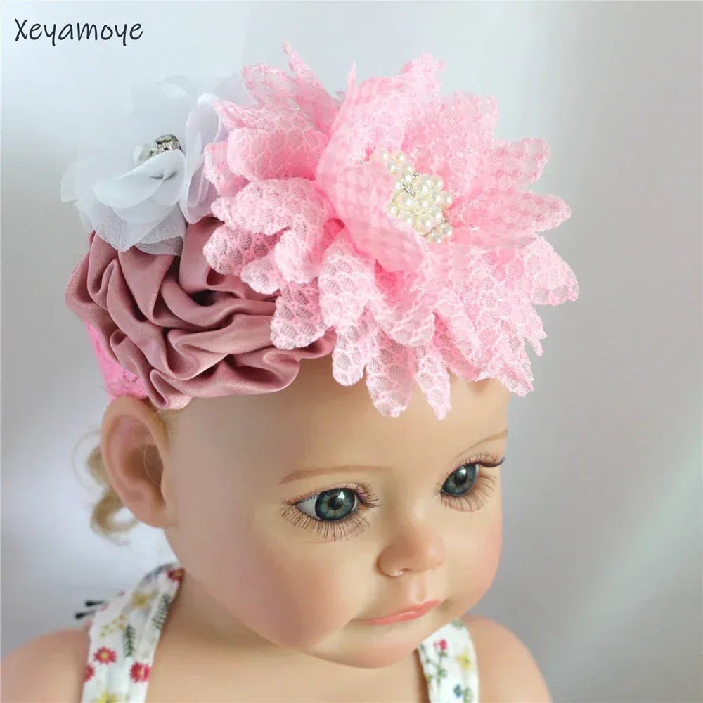 Chic Baby Chiffon Hair Accessories with Beaded Rhinestones for Babies to Toddlers - 24 Colors - The Palm Beach Baby
