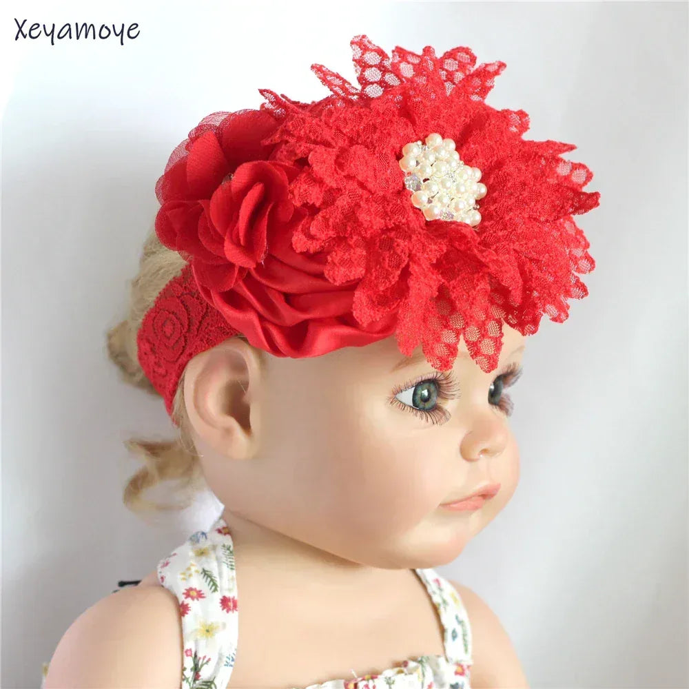 Chic Baby Chiffon Hair Accessories with Beaded Rhinestones for Babies to Toddlers - 24 Colors - The Palm Beach Baby