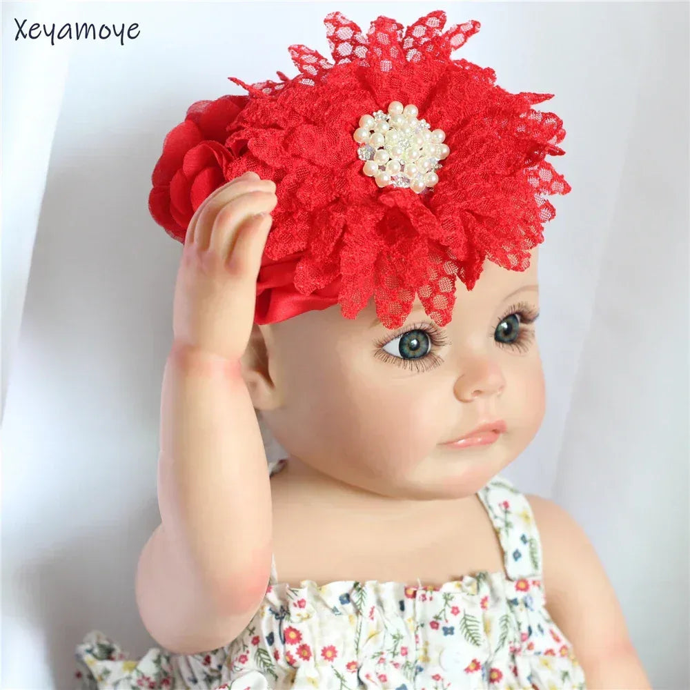 Chic Baby Chiffon Hair Accessories with Beaded Rhinestones for Babies to Toddlers - 24 Colors - The Palm Beach Baby